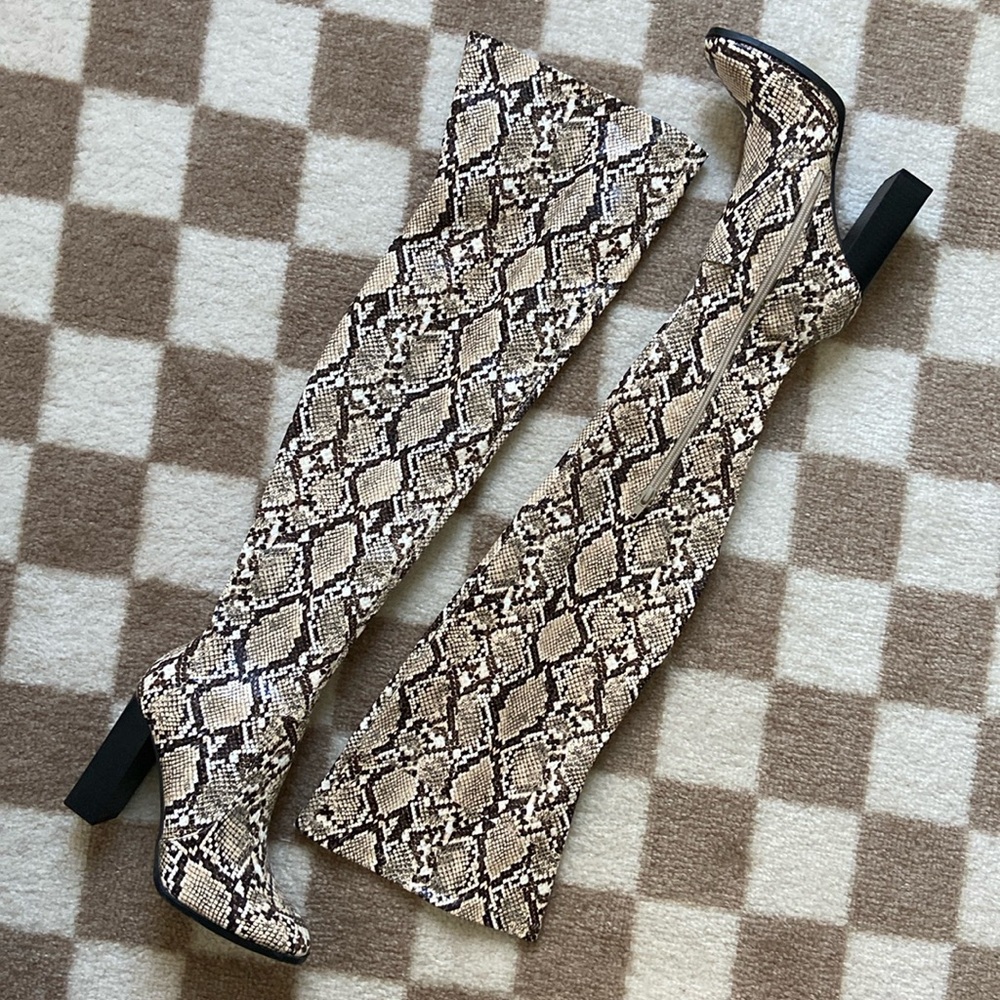 NWOT Snakeskin Thigh-high Boots